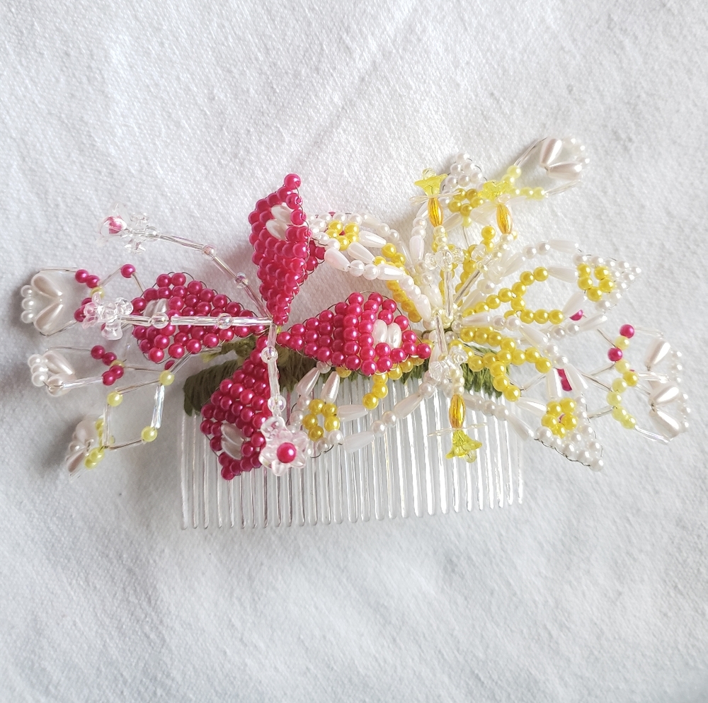 Custom Handmade Flowers Beads Hair Accessory